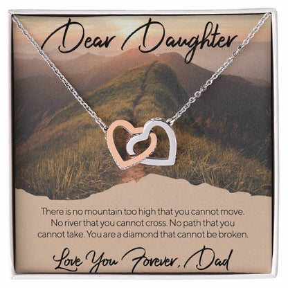 Dear Daughter - Love You Forever - Dad Interlocking Hearts Necklace