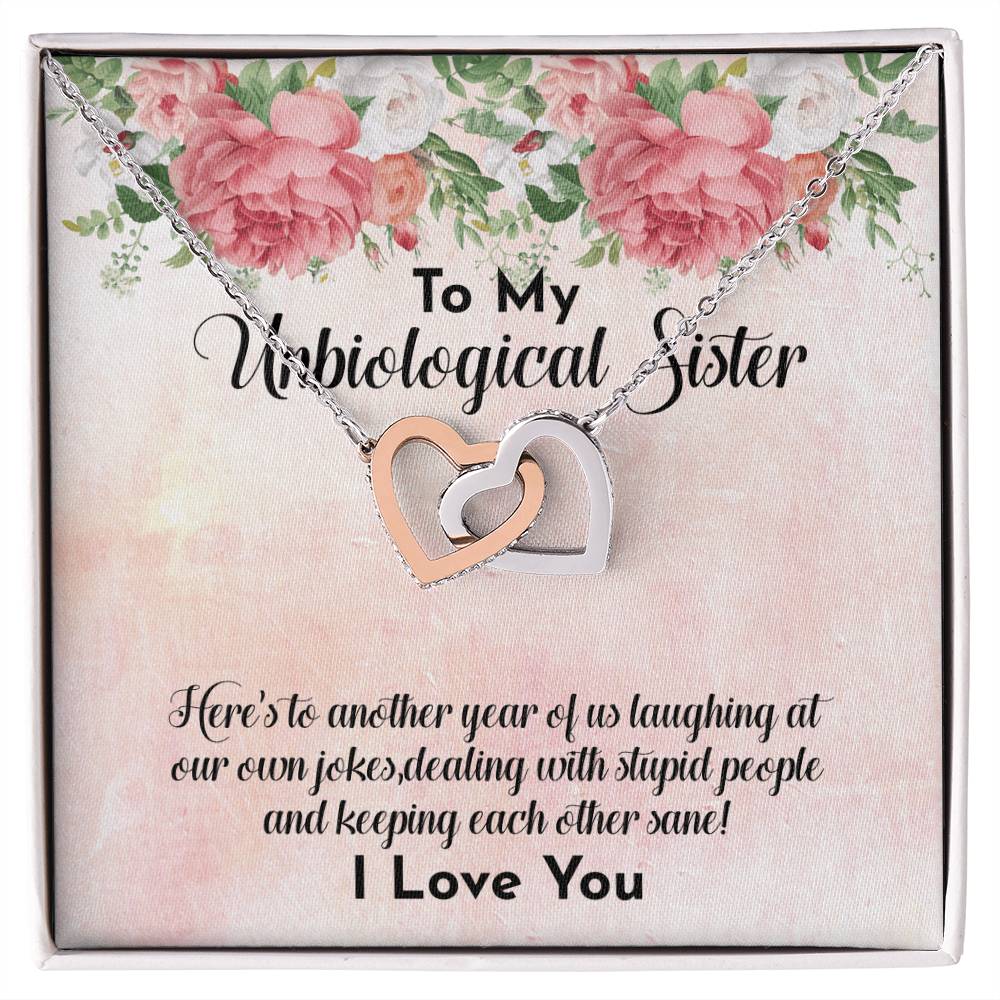 Unbiological Sister Necklace - Soul Sister - Sorority Sister - Sister In Law Necklace - Step Sister Gift - Sister Necklace Interlocking Hearts Necklace