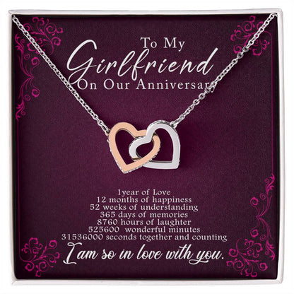 1 Anniversary Girlfriend Interlocking Hearts Necklace