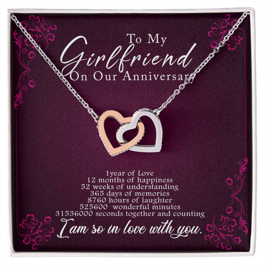 1 Anniversary Girlfriend Interlocking Hearts Necklace