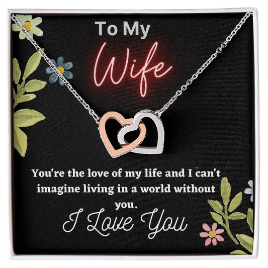 To My Wife Double Hearts Necklacegift For Wifei Love My Wife Love You Husband. Interlocking Hearts Necklace