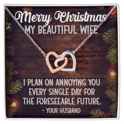 Christmas Gift For Wife Interlocking Hearts Necklace