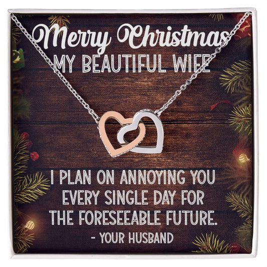 Christmas Gift For Wife Interlocking Hearts Necklace