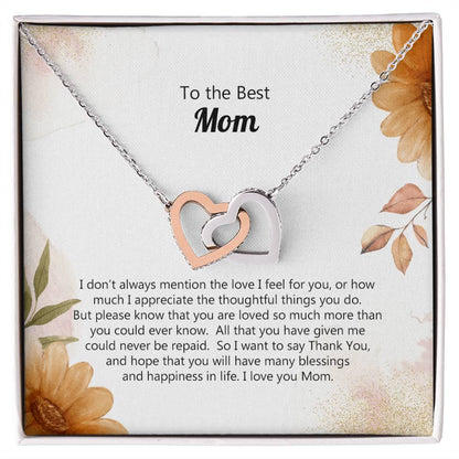 To The Best Mom Special Message Card For Mom Custom Forever Necklace Gift Mom Necklace Gift Ss124 Interlocking Hearts Necklace