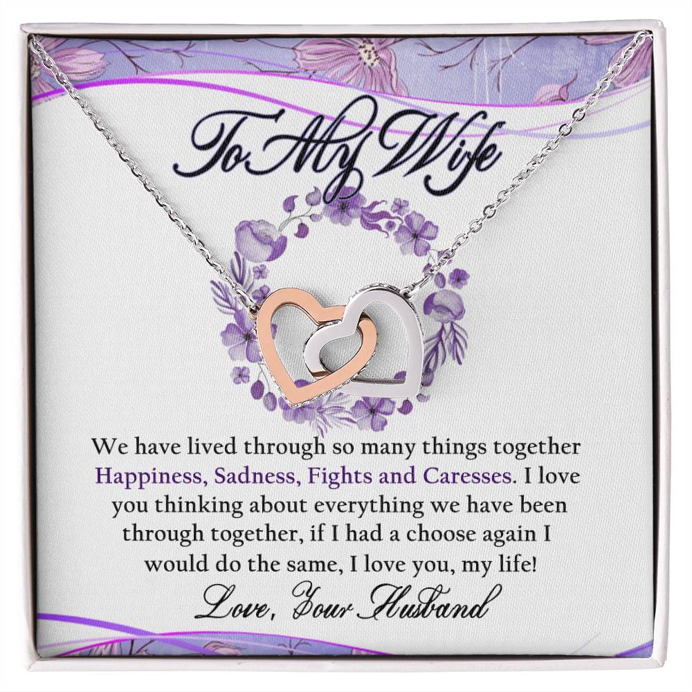 To My Wife Interlocking Hearts Necklace Message Card