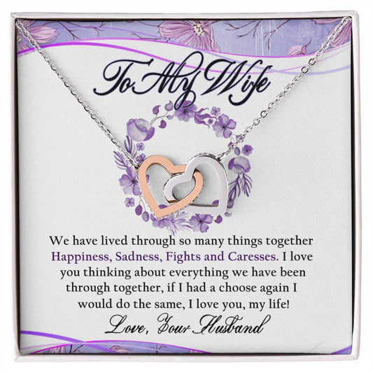 To My Wife Interlocking Hearts Necklace Message Card