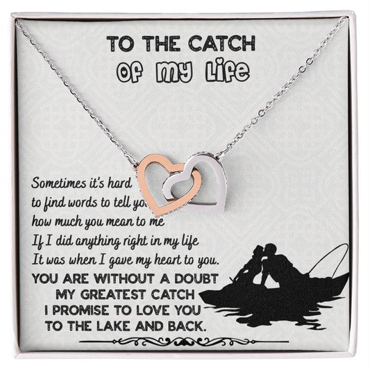 To The Catch Of My Life Knot Necklace & Earring Gift Set For Her Handmade Jewelry Interlocking Hearts Necklace