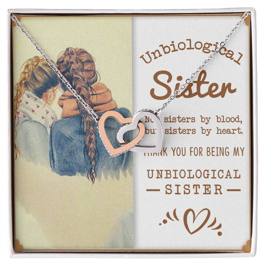 Unbiological Sister Interlocking Hearts Necklace