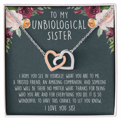 Unbiological Sister Necklace Soul Sister Big Little Sorority Sister In Law Necklace Step Sister Gift Tribe Necklace Best Friend Gift Bff Gift Interlocking Hearts Necklace