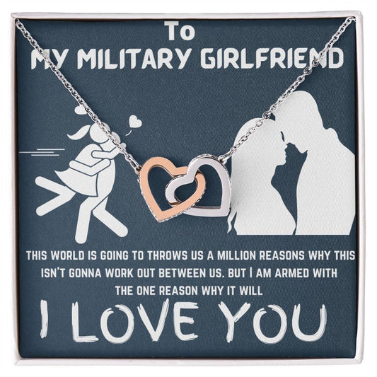 Gift For Military Girlfriend Interlocking Hearts Necklace