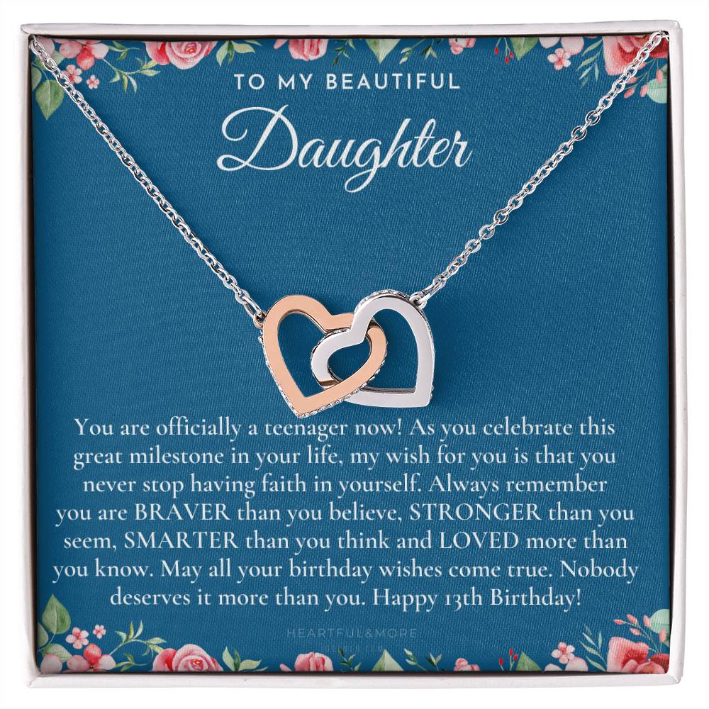 Gift For 13 Year Old Girl Gifts 13Th Birthday Girl 13Th Birthday Gift Thirteenth Birthday Necklace Teen Birthday Gift Official Teenager Interlocking Hearts Necklace