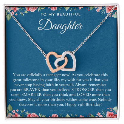 Gift For 13 Year Old Girl Gifts 13Th Birthday Girl 13Th Birthday Gift Thirteenth Birthday Necklace Teen Birthday Gift Official Teenager Interlocking Hearts Necklace