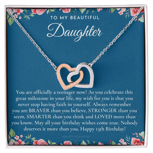 Gift For 13 Year Old Girl Gifts 13Th Birthday Girl 13Th Birthday Gift Thirteenth Birthday Necklace Teen Birthday Gift Official Teenager Interlocking Hearts Necklace