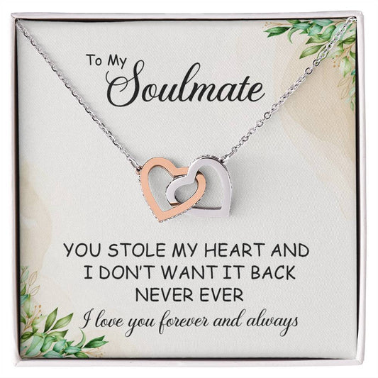 To My Wonderful Wife - Love From Soulmate - Love For Partner Interlocking Hearts Necklace