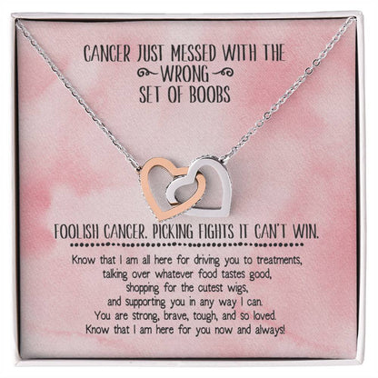 Cancer Support Necklace Interlocking Hearts Necklace