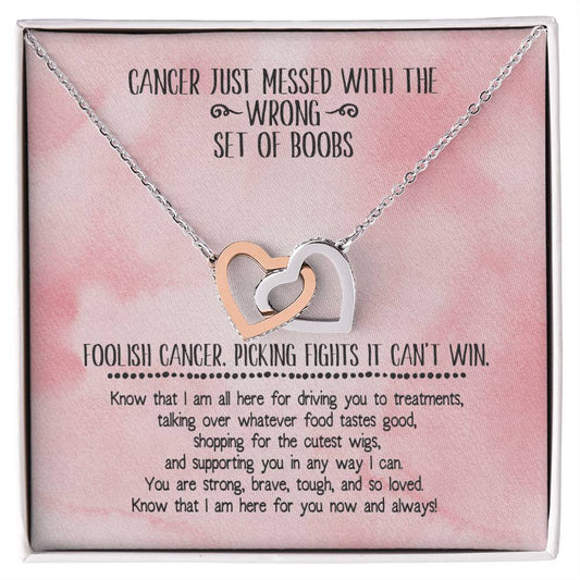 Cancer Support Necklace Interlocking Hearts Necklace