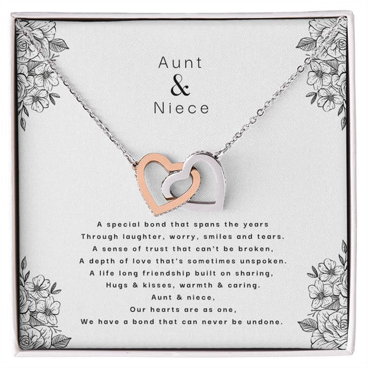 Aunt & Niece - An Unbreakable Bond Interlocking Hearts Necklace