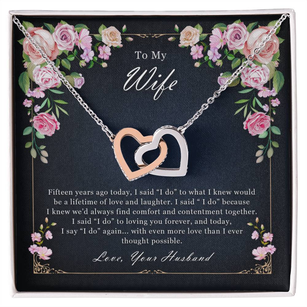 To My Wife 15Th Wedding Anniversary Interlocked Hearts Necklace Interlocking Hearts Necklace