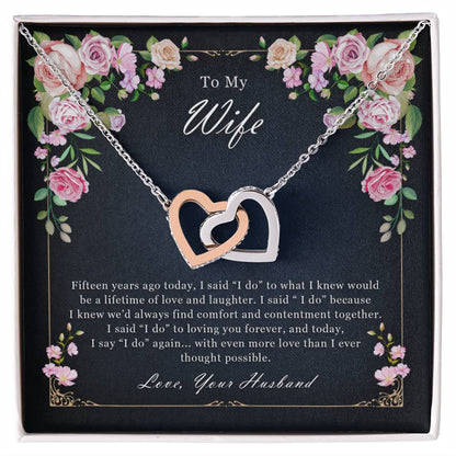 To My Wife 15Th Wedding Anniversary Interlocked Hearts Necklace Interlocking Hearts Necklace