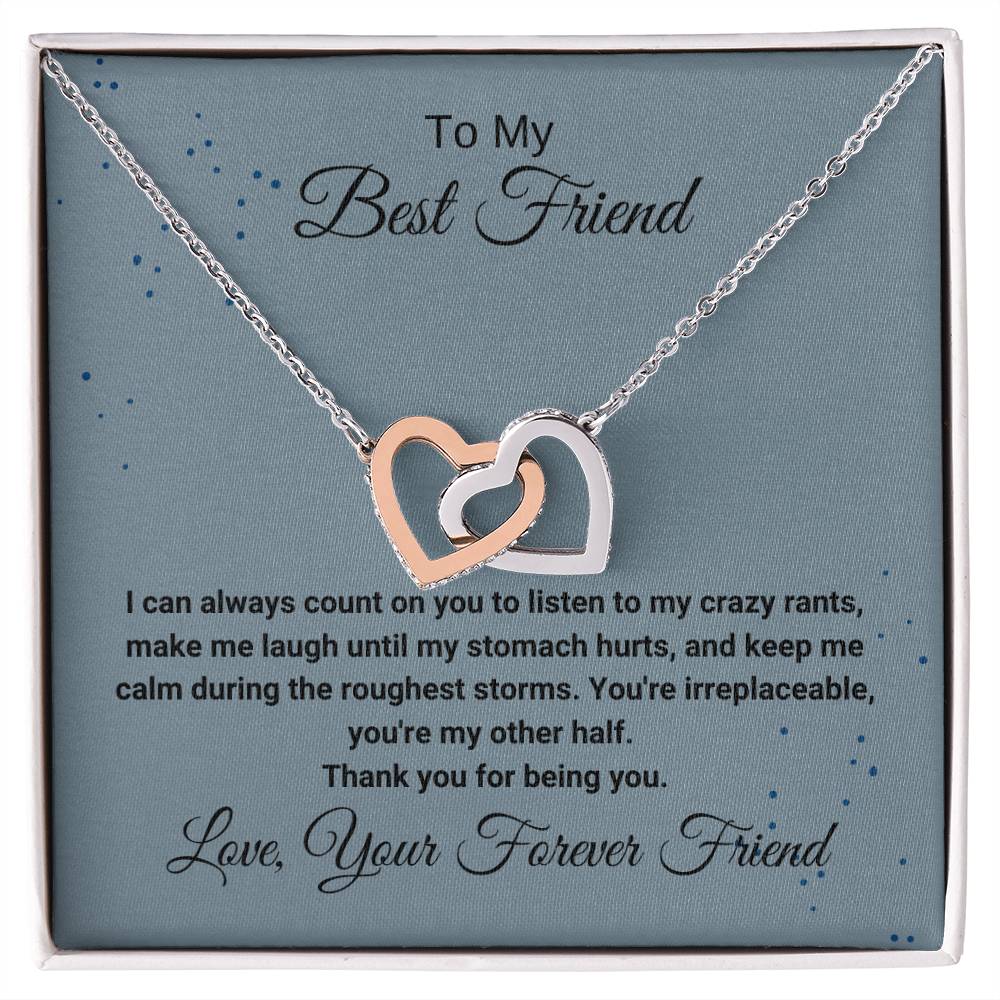 Best Friend Listening Necklace Interlocking Hearts Necklace