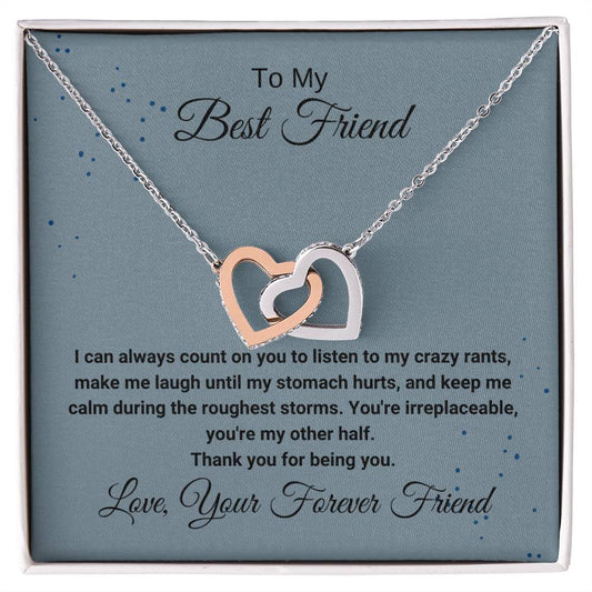 Best Friend Listening Necklace Interlocking Hearts Necklace