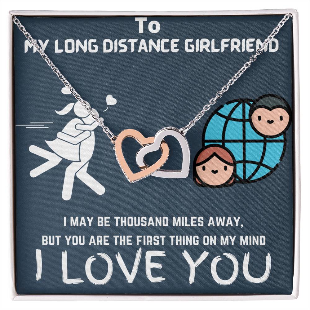 Gift For Long Distance Girlfriend Interlocking Hearts Necklace