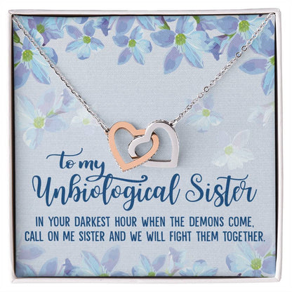 Unbiological Sister Soul Sister Big Little Sorority Sister In Law Step Sister Best Friend Gift Interlocking Hearts Necklace