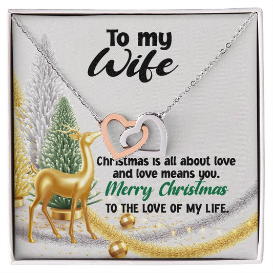 To My Wife Necklace Jewelry For My Wife Sentimental Gifts Necklace For Wife Christmas Gifts Necklace Gift Box Message Card Necklace Interlocking Hearts Necklace
