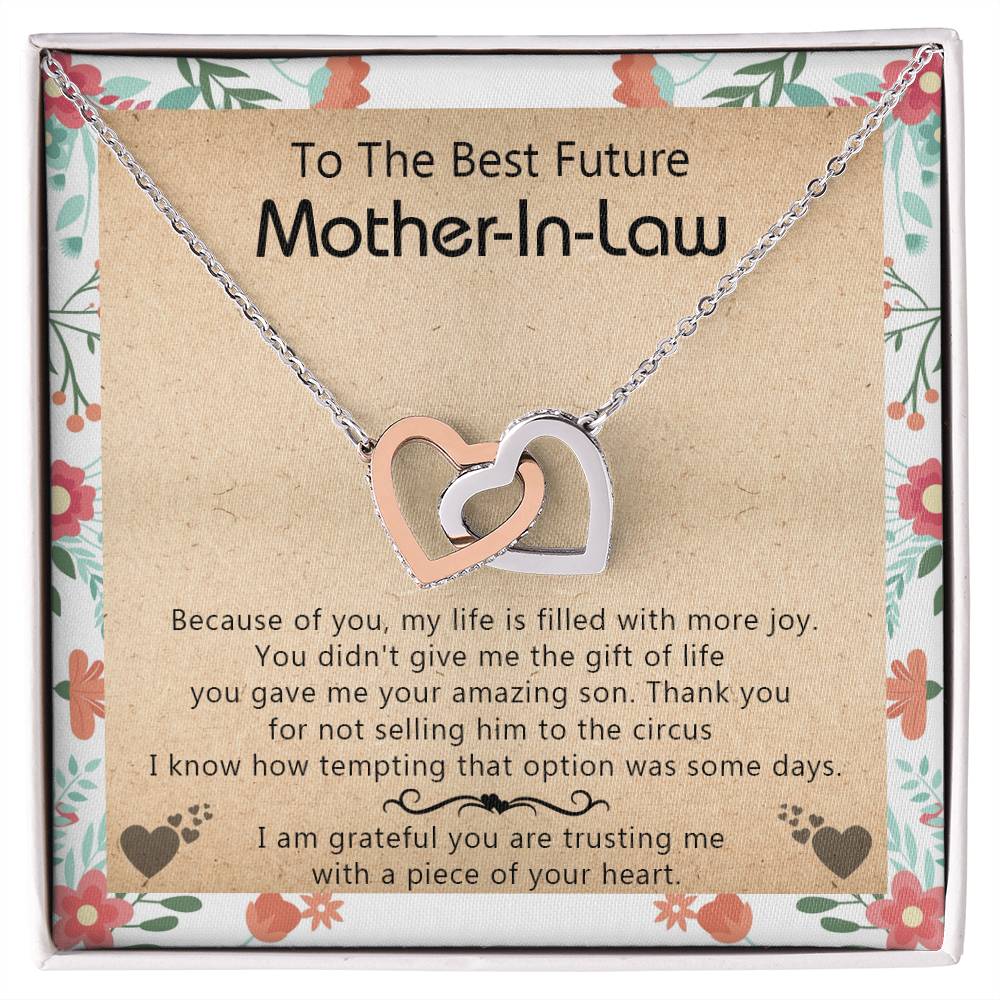 Gift For Future Mother-In-Law - My Life Is Filled With More Joy New - Interlocking Interlocking Hearts Necklace