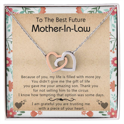 Gift For Future Mother-In-Law - My Life Is Filled With More Joy New - Interlocking Interlocking Hearts Necklace