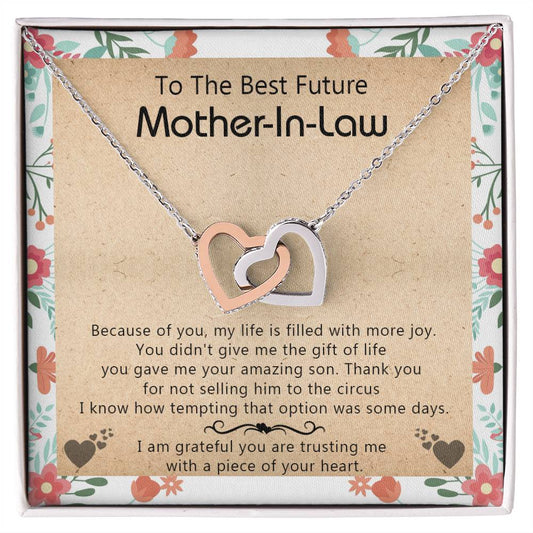 Gift For Future Mother-In-Law - My Life Is Filled With More Joy New - Interlocking Interlocking Hearts Necklace