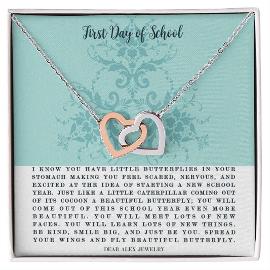 First Day Of School Interlocking Hearts Necklace
