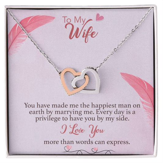 To Wife Interlocking Hearts Necklace