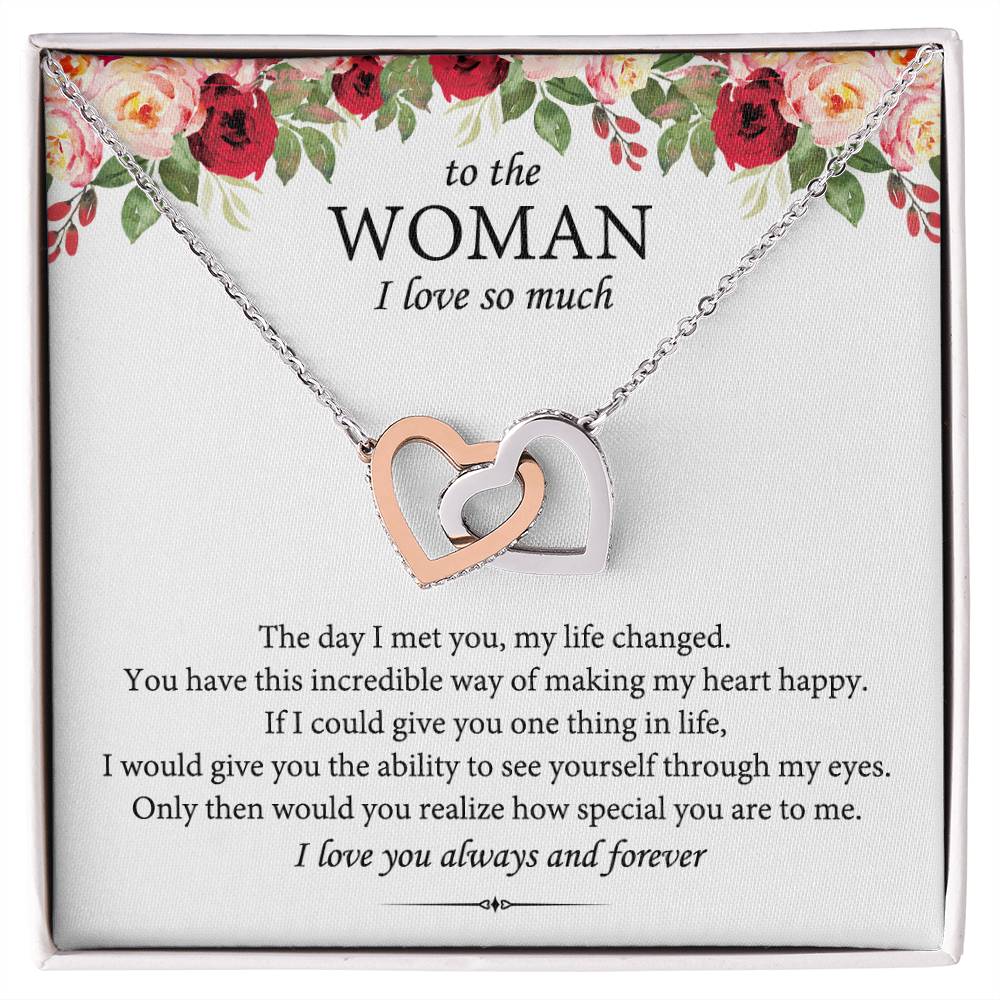 To The Woman I Love So Much Interlocking Heart Necklace Interlocking Hearts Necklace