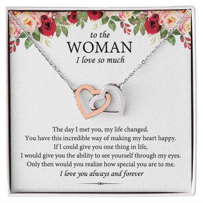 To The Woman I Love So Much Interlocking Heart Necklace Interlocking Hearts Necklace
