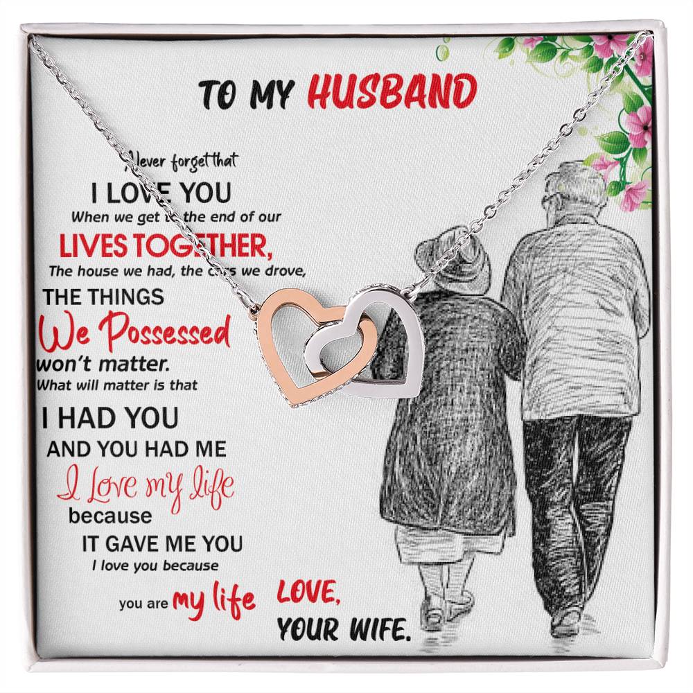 Gift For Husband Interlocking Hearts Necklace