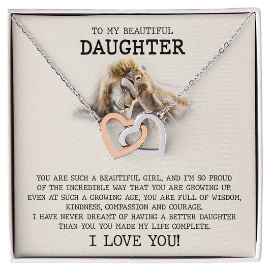 You Are Full Of Wisdom Kindness - To Daughter Interlocking Hearts Necklace