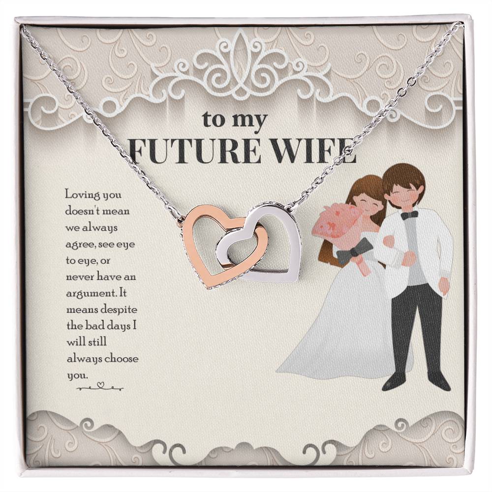 Two Hearts For Wife Interlocking Hearts Necklace