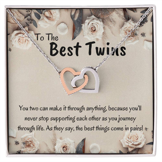 Best Twin Sister Gift Interlocking Hearts Necklace