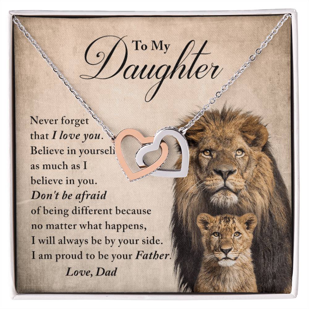 Daughter - Believe In Yourself - Necklace Interlocking Hearts Necklace