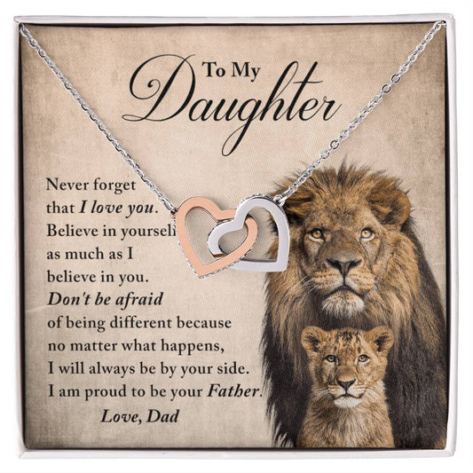 Daughter - Believe In Yourself - Necklace Interlocking Hearts Necklace