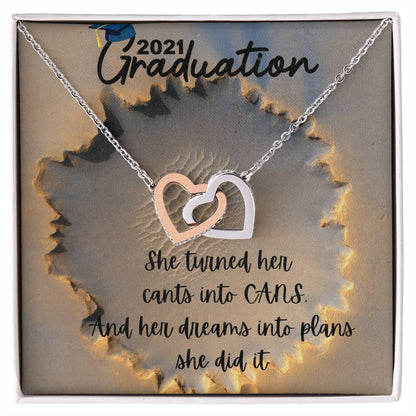 2021 Graduation Sister Interlocking Hearts Necklace