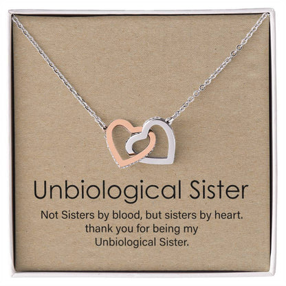 Unbiological Sister Gift Best Friend Necklace Big Little Sorority Soul Sister Bridesmaid Gift Interlocking Hearts Necklace