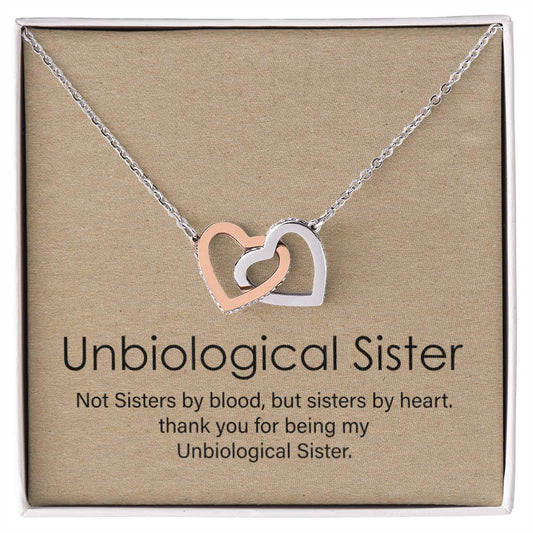 Unbiological Sister Gift Best Friend Necklace Big Little Sorority Soul Sister Bridesmaid Gift Interlocking Hearts Necklace