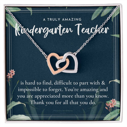 Gift For Kindergarten Teacher Kindergarten Appreciation Gift A Truly Amazing Kindergarten Gift Interlocking Hearts Necklace