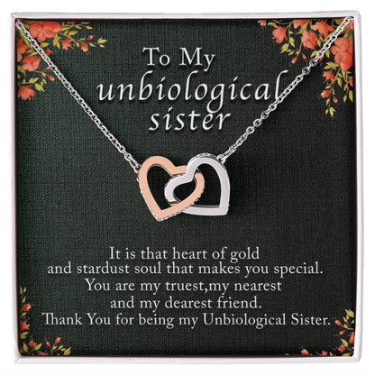 Unbiological Sister Interlocking Heart Necklace Gift Interlocking Hearts Necklace