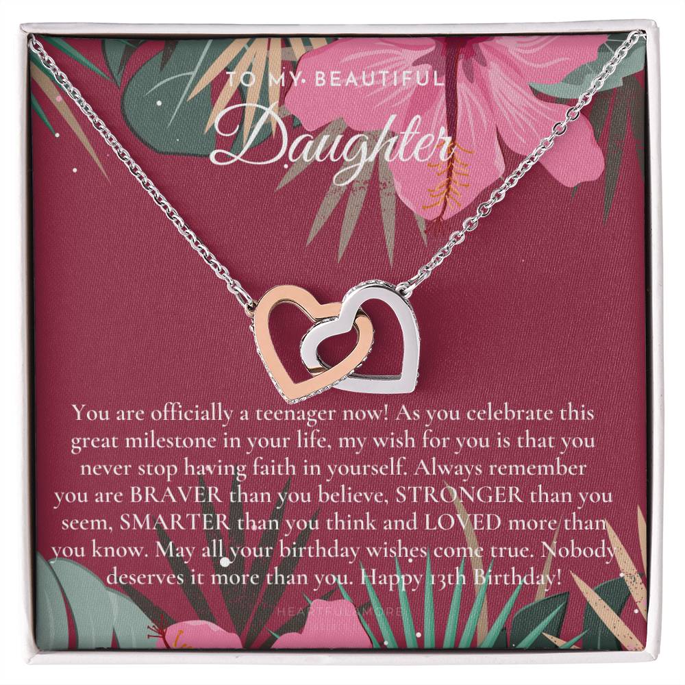 Gift For 13 Year Old Girl Gifts 13Th Birthday Girl 13Th Birthday Gift Thirteenth Birthday Necklace Teen Birthday Gift Official Teenager Interlocking Hearts Necklace