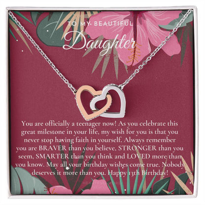 Gift For 13 Year Old Girl Gifts 13Th Birthday Girl 13Th Birthday Gift Thirteenth Birthday Necklace Teen Birthday Gift Official Teenager Interlocking Hearts Necklace