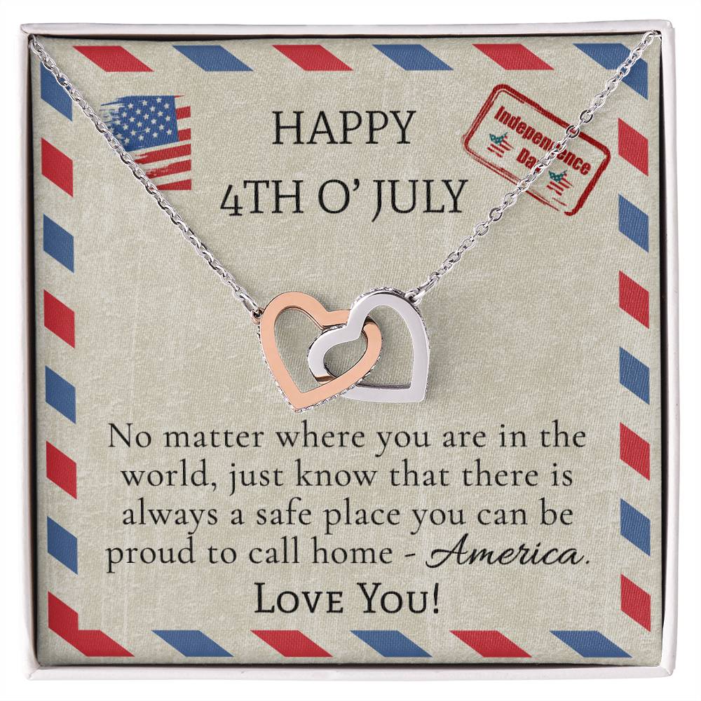Fourth Of July Necklace Interlocking Hearts Necklace