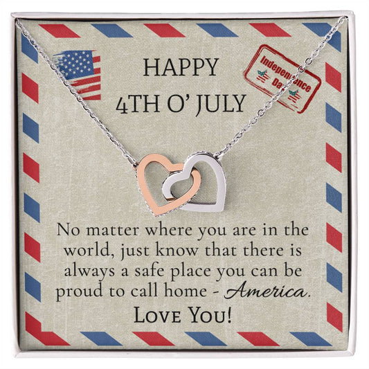 Fourth Of July Necklace Interlocking Hearts Necklace